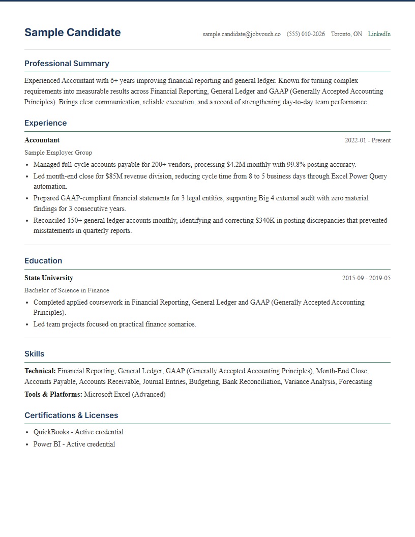 Accountant resume template preview
