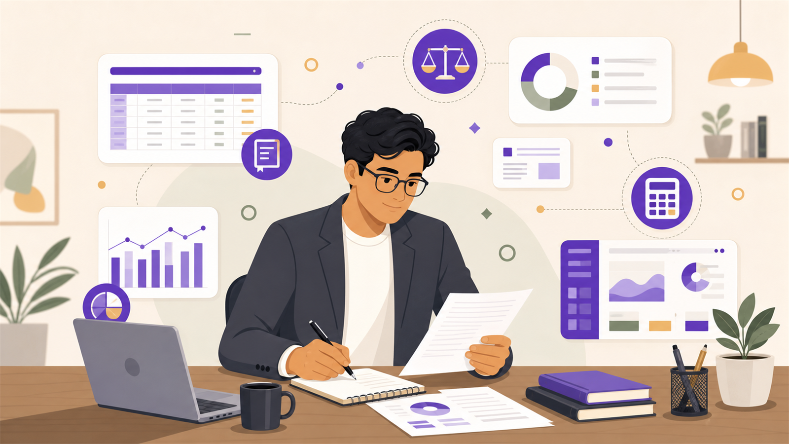 Illustration of an accountant preparing for a job interview